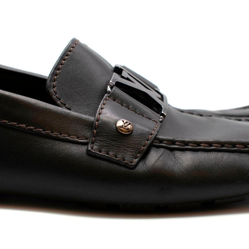 Women's or Men's Louis Vuitton Black Leather Logo Loafers  UK11