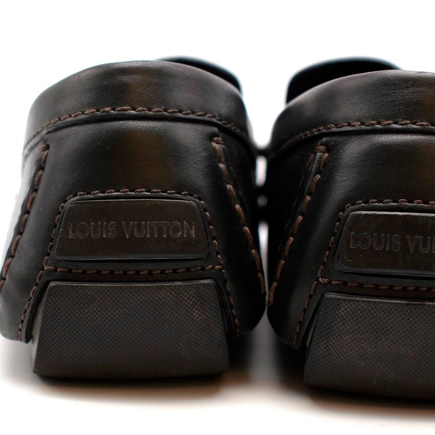 Louis Vuitton Black Leather Logo Loafers  UK11 1