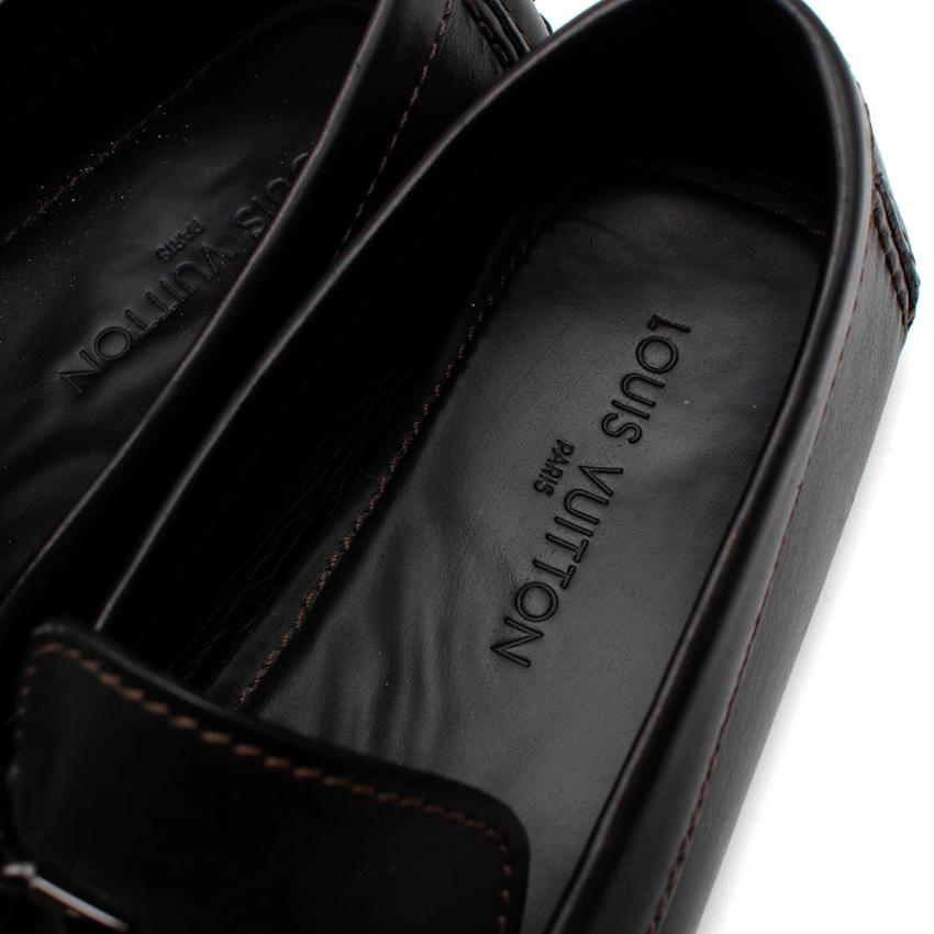 Louis Vuitton Black Leather Logo Loafers  UK11 3
