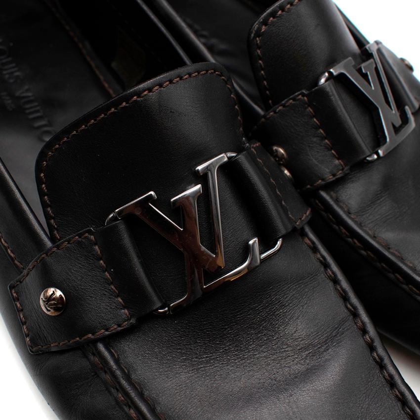 Louis Vuitton Black Leather Logo Loafers  UK11 4