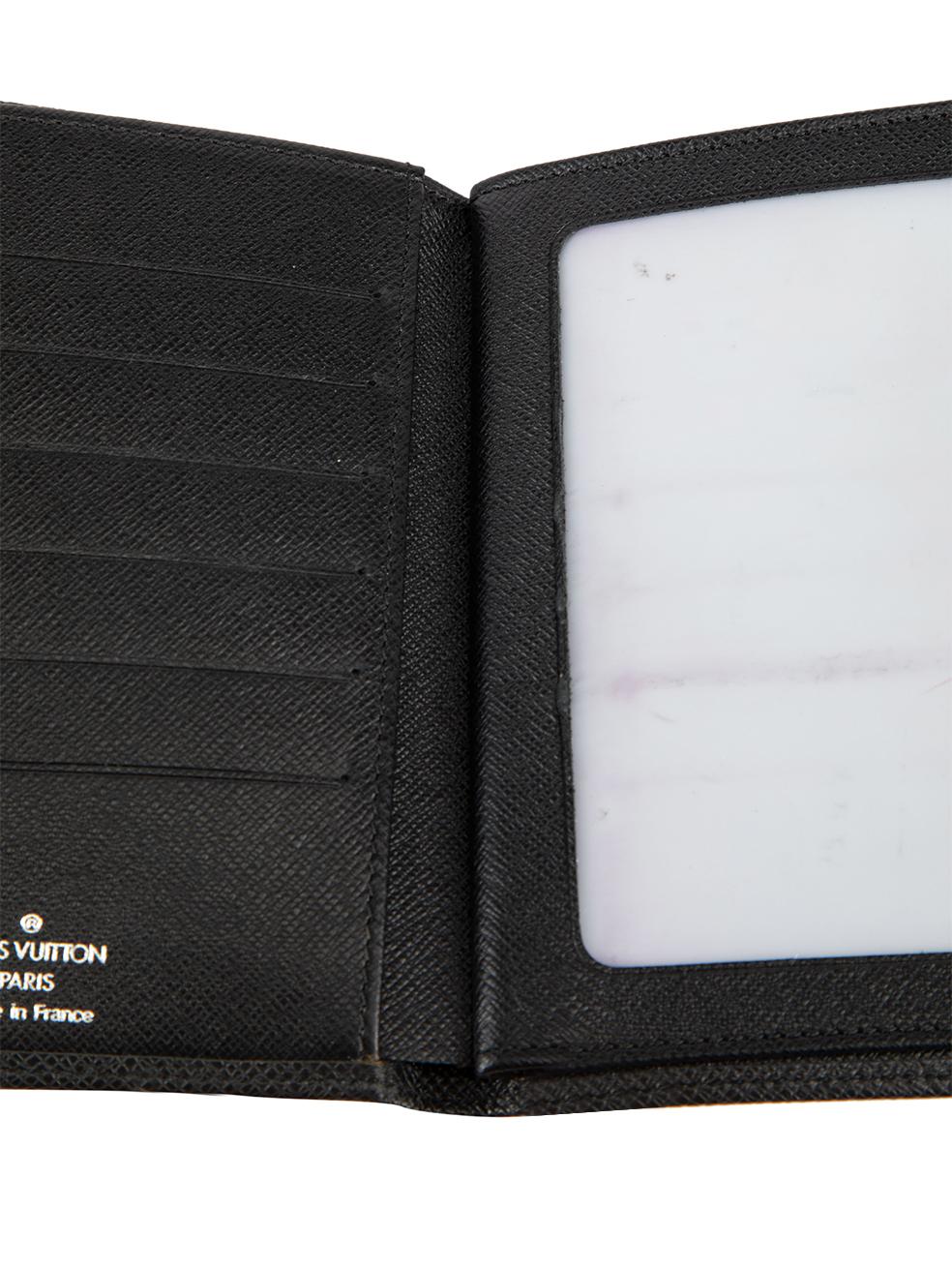 Louis Vuitton Black Leather Logo Passport Wallet For Sale 1