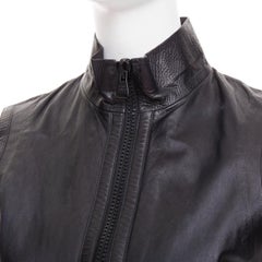 LOUIS VUITTON black leather logo zipper back yoke vest jacket