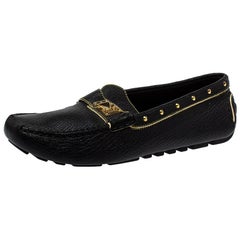 Louis Vuitton Black Leather Lombok Slip on Loafers Size 40.5