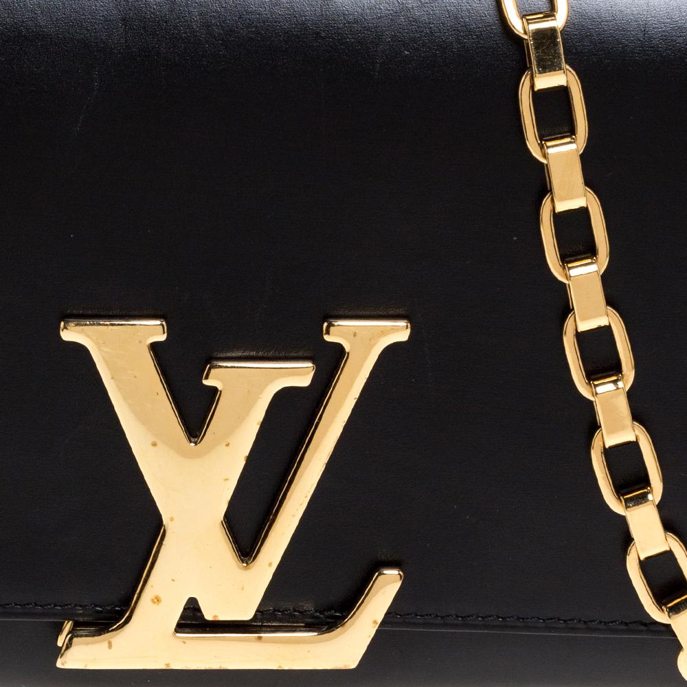 Louis Vuitton Black Leather Louise Chain Clutch 5
