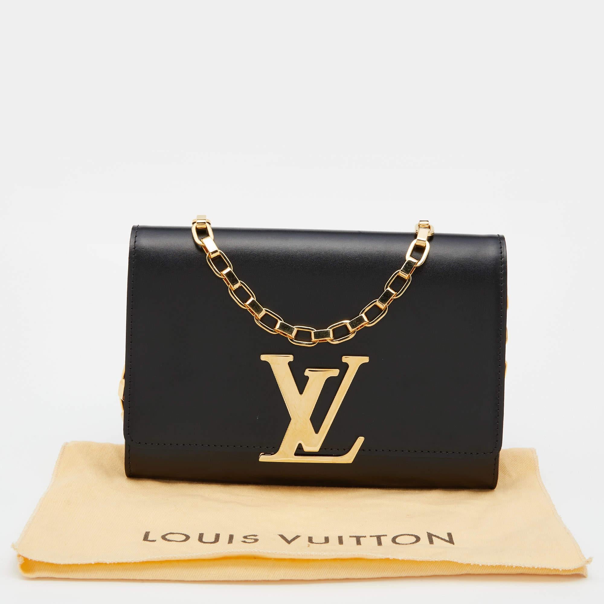 Louis Vuitton Black Leather Louise Chain Clutch 8