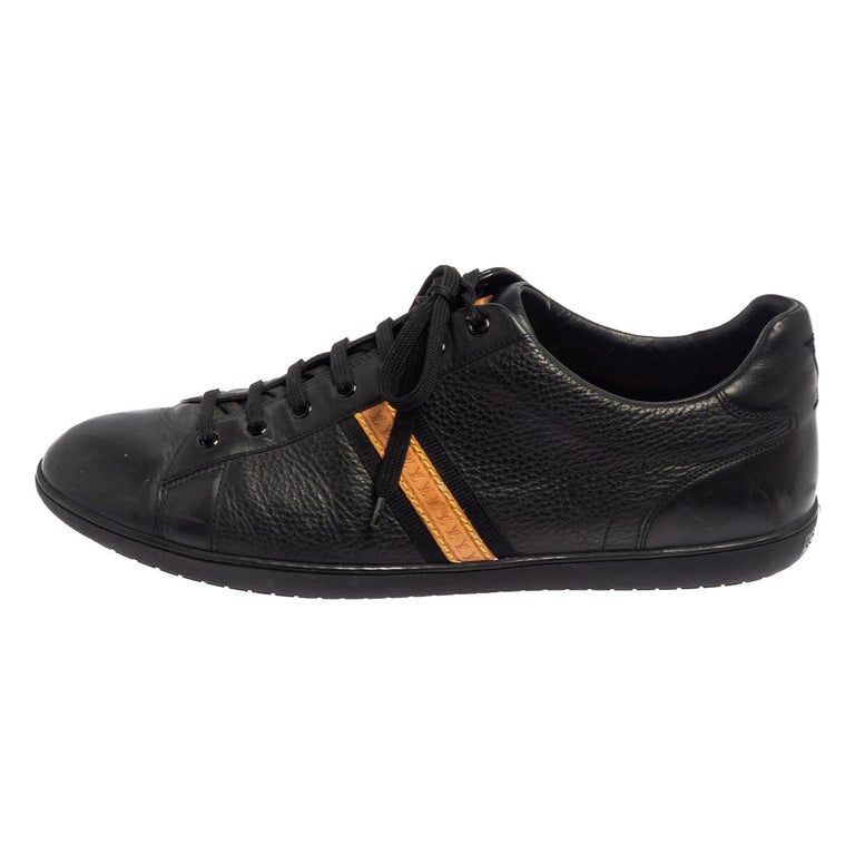 Louis Vuitton Black Leather Low Top Sneakers Size 45 For Sale at 1stDibs