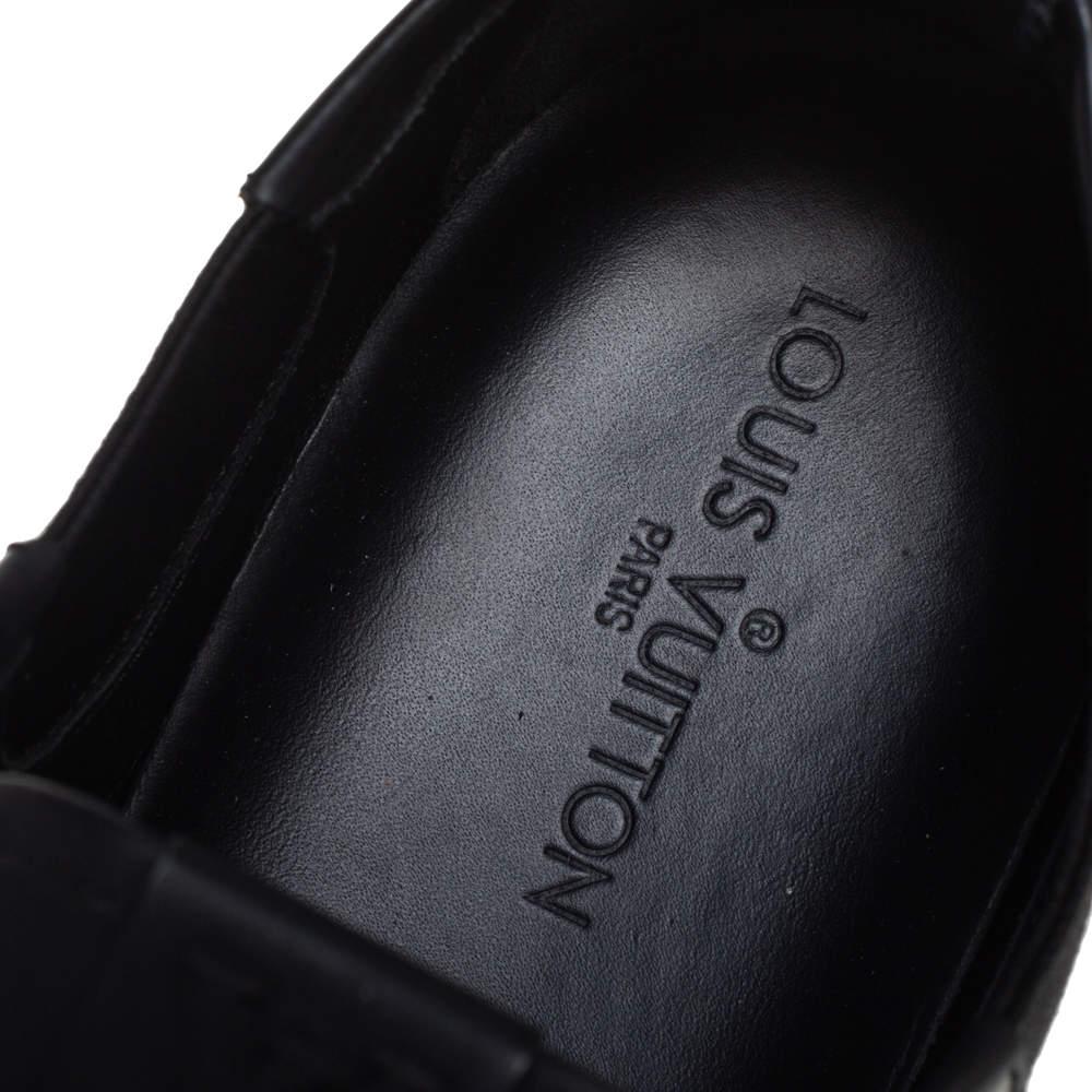 Louis Vuitton Black Leather Low Top Sneakers Size 45.5 For Sale 1