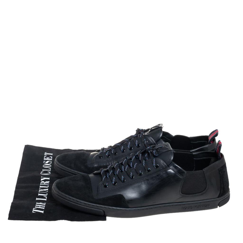 Louis Vuitton Black Leather Low Top Sneakers Size 45.5 For Sale 4