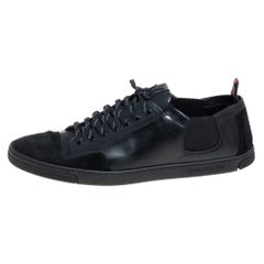 Louis Vuitton Black Leather Low Top Sneakers Size 45.5