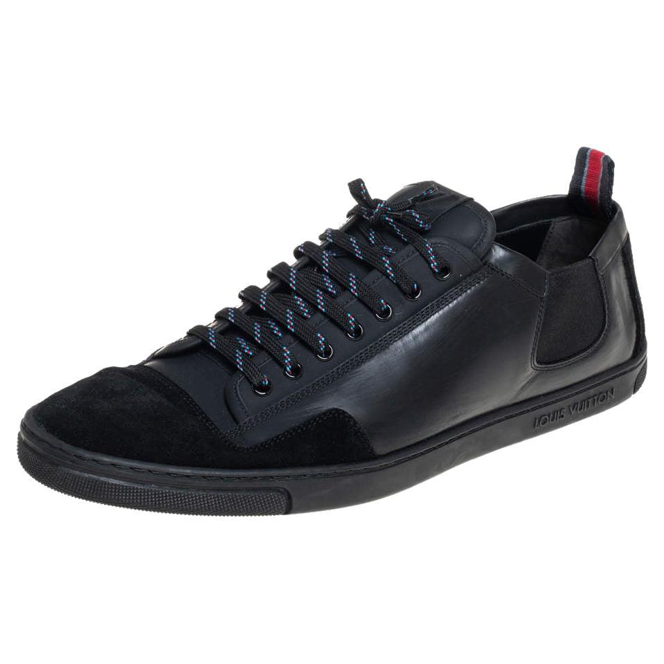 Louis Vuitton Black Leather Low Top Sneakers Size 45.5 For Sale