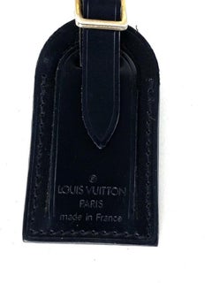 Louis Vuitton Black Leather Luggage Tag Bag Charm 7lv613