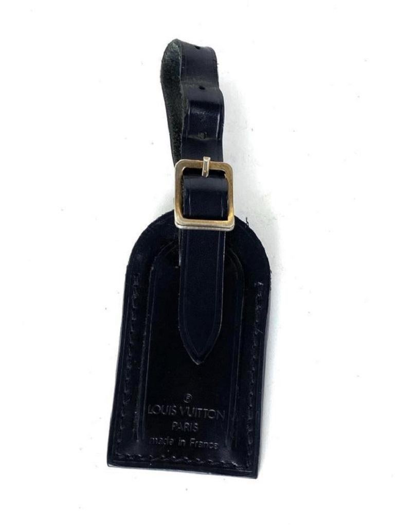 Louis Vuitton Black Leather Luggage Tag Bag Charm 7lv613 For Sale 1