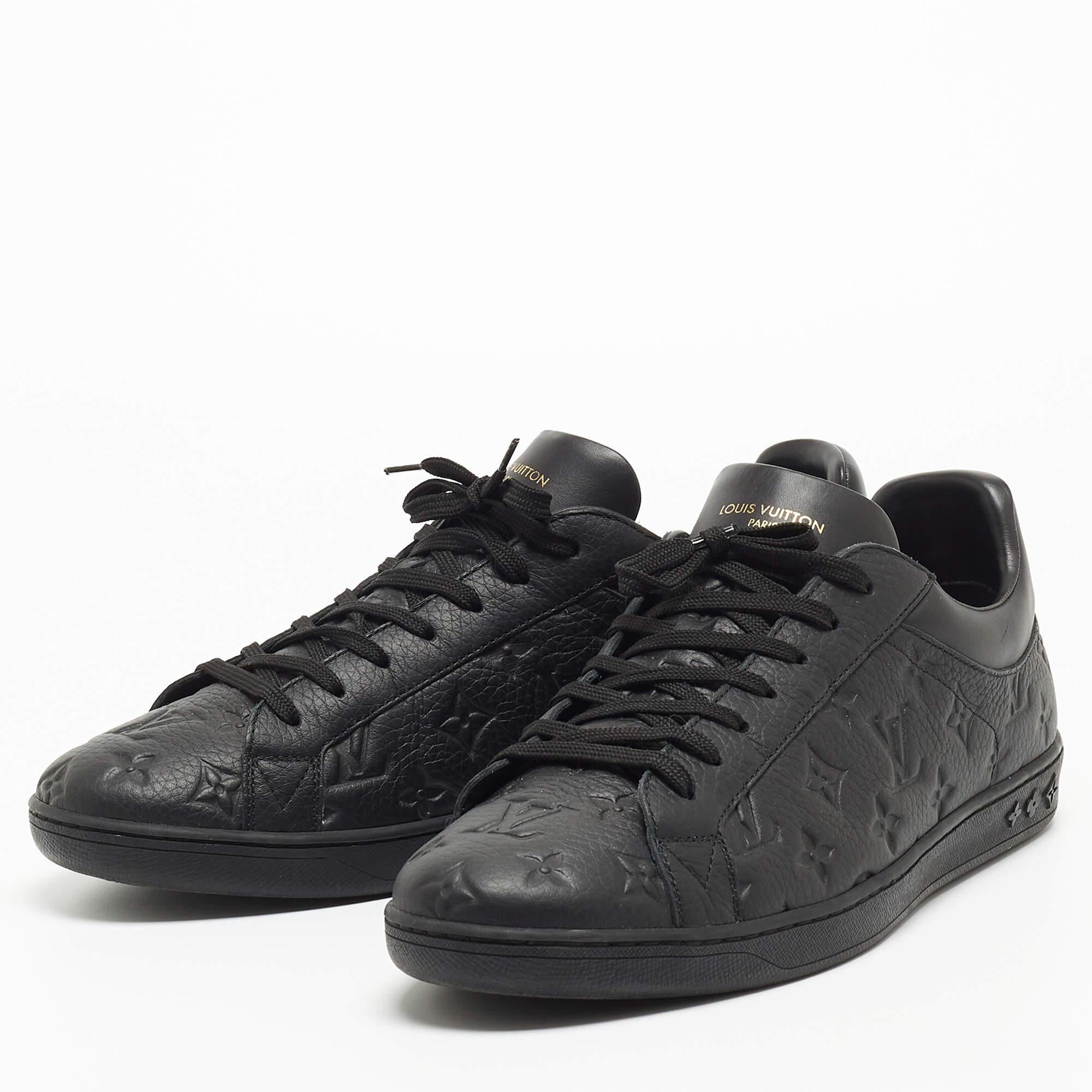 Louis Vuitton Black Leather Luxembourg Sneakers Size 45 In New Condition In Dubai, Al Qouz 2