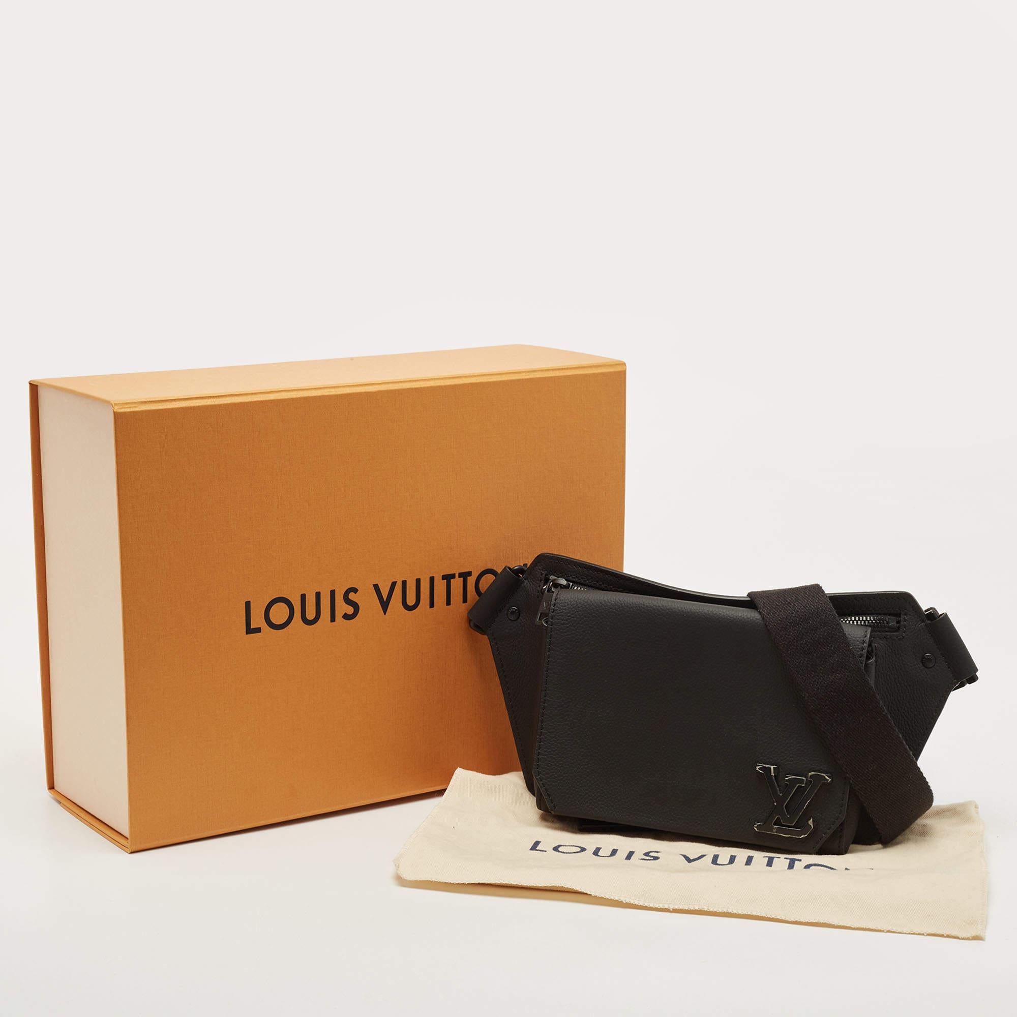 Louis Vuitton Black Leather LV Aerogram Slingbag 3