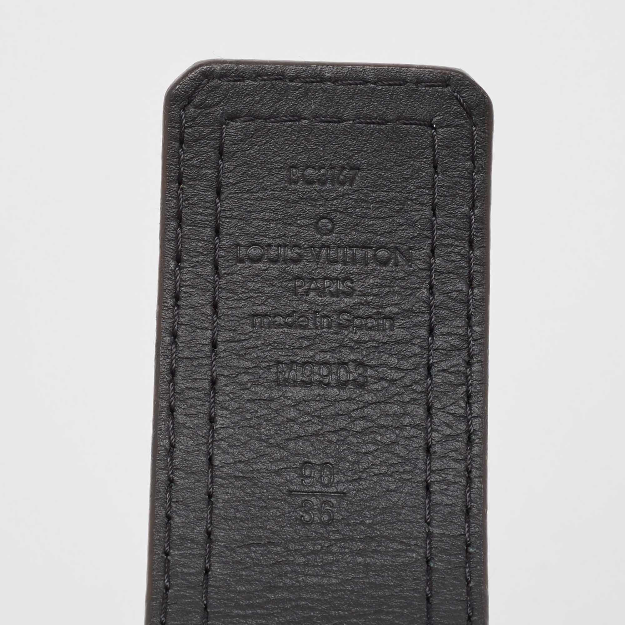 Men's Louis Vuitton Black Leather LV Initiales Belt Size 90 CM