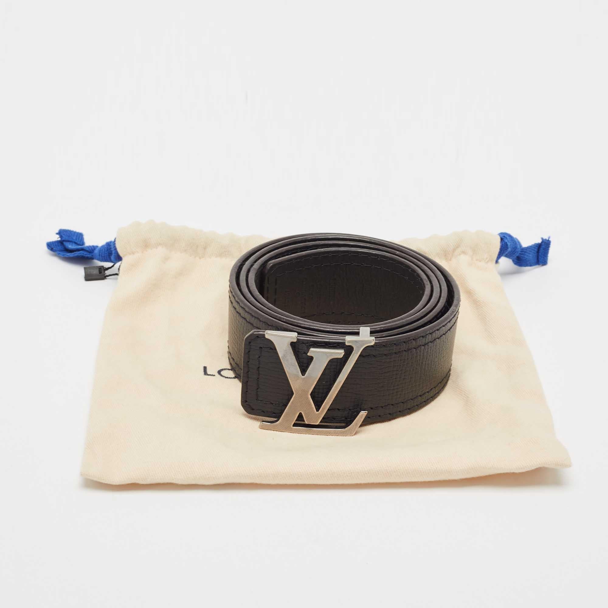 Louis Vuitton Black Leather LV Initiales Belt Size 90 CM 1