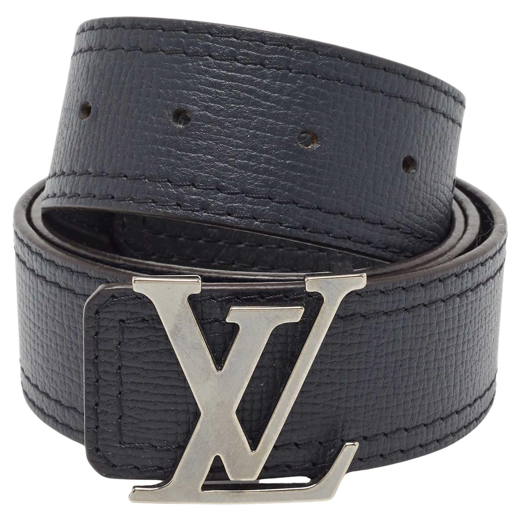 Louis Vuitton Black Leather LV Initiales Belt Size 90 CM