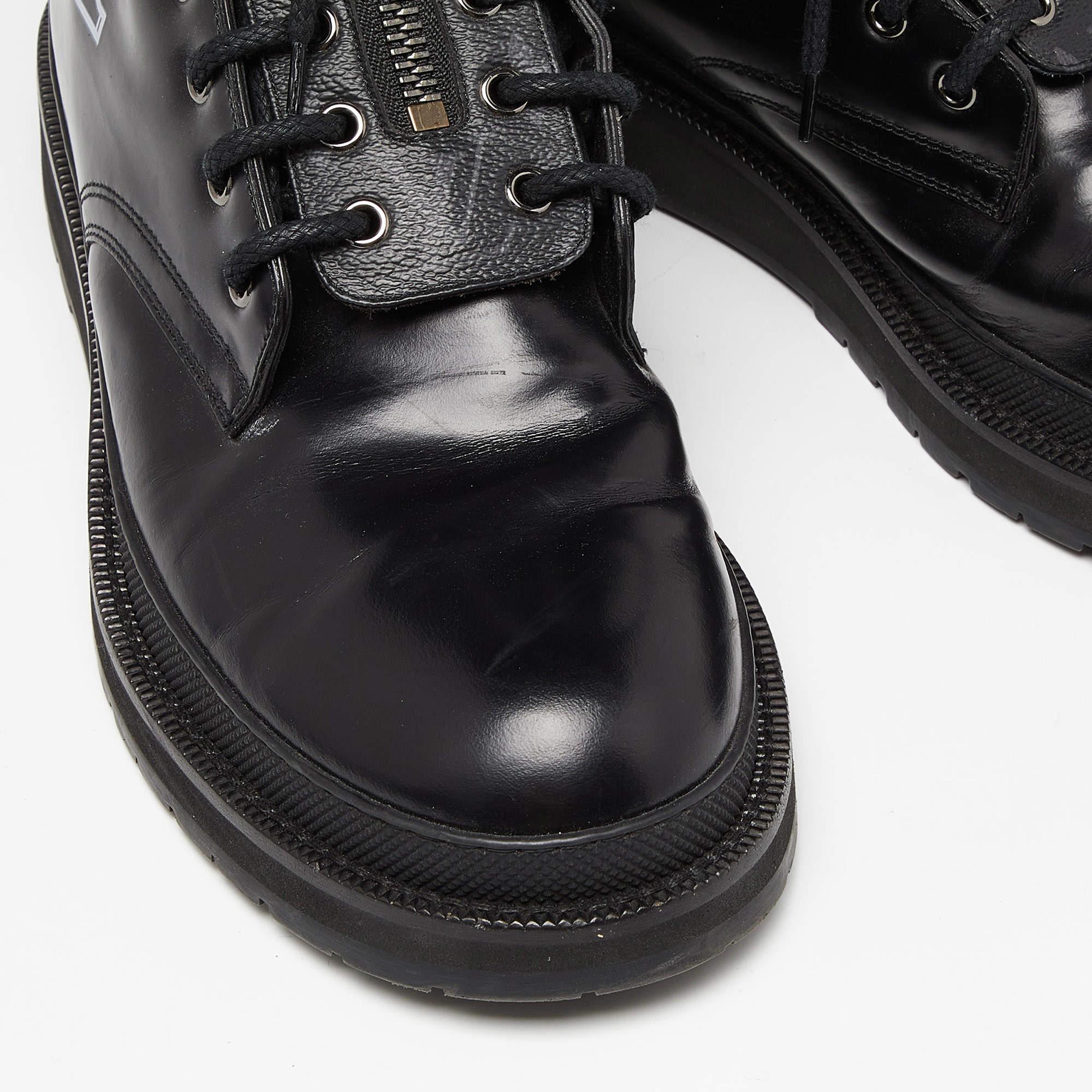 Men's Louis Vuitton Black Leather LV Print Ice Ankle Boots Size 44