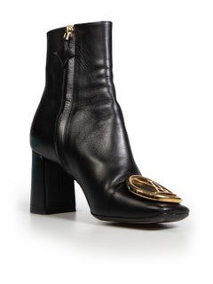 Louis Vuitton Black Leather Madeleine Ankle Boots Size IT 35.5