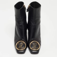 Louis Vuitton Black Leather Madeleine Block Heel Ankle Boots Size 37