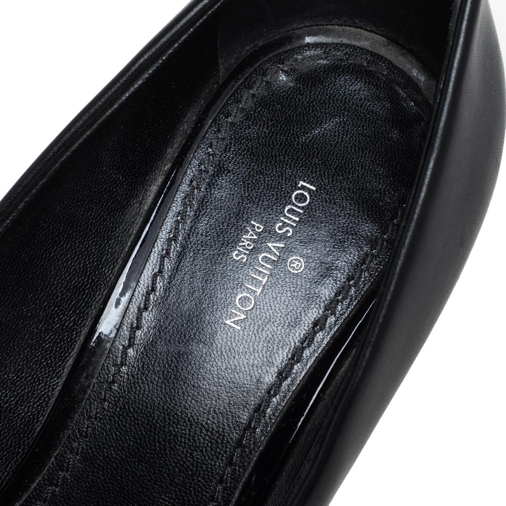 Louis Vuitton Black Leather Madeleine Block Heel Pumps Size 38 In Good Condition In Dubai, Al Qouz 2