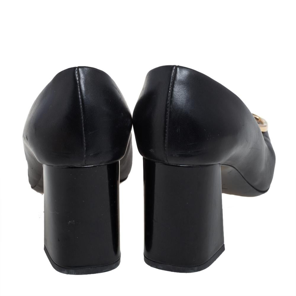 Louis Vuitton Black Leather Madeleine Block Heel Pumps Size 38 1