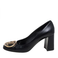 Louis Vuitton Black Leather Madeleine Block Heel Pumps Size 38
