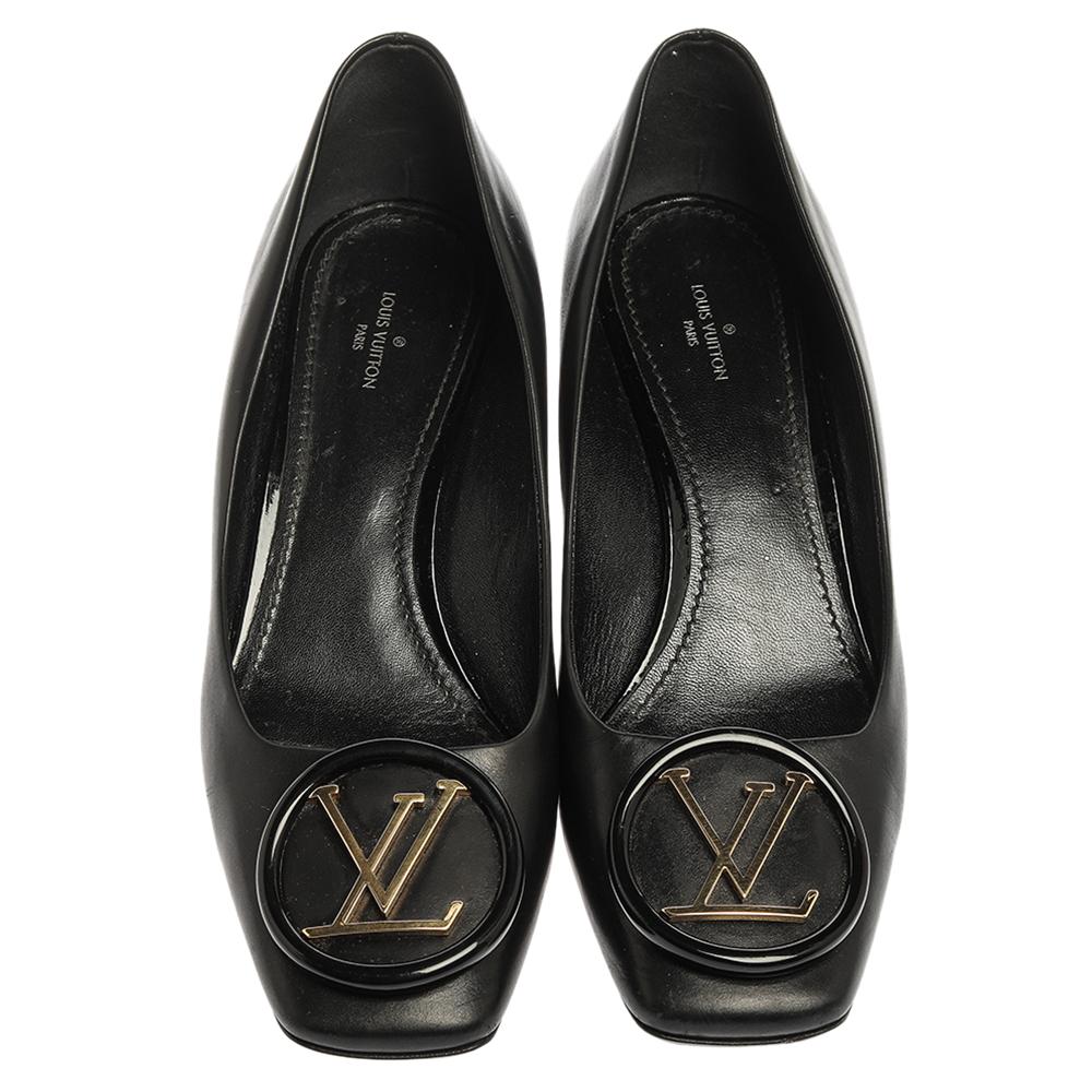 Louis Vuitton Black Leather Madeleine Block Heel Pumps Size 39 at 1stDibs louis vuitton