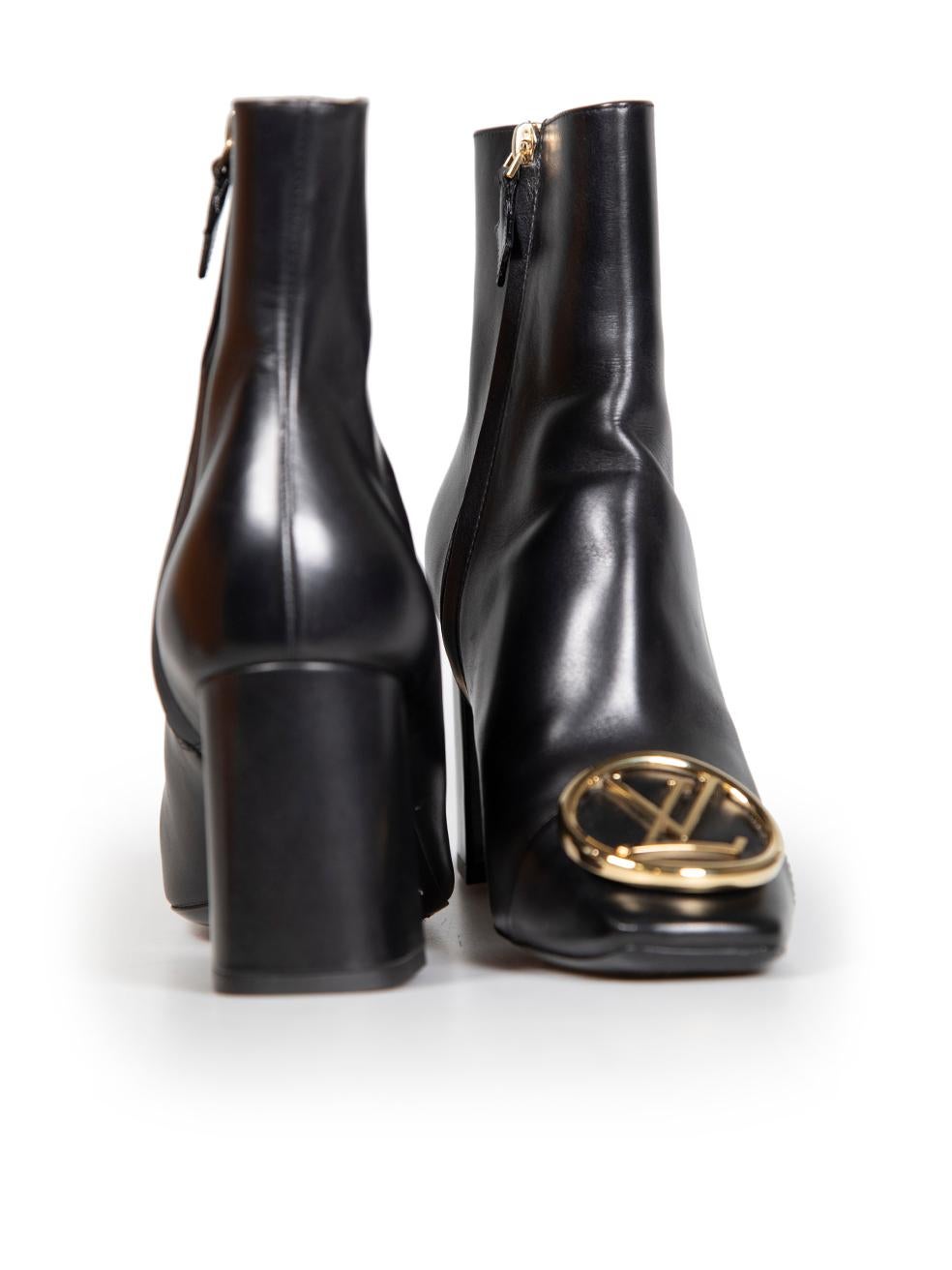 Louis Vuitton Bottes à bout carré en cuir noir Madeleine Taille IT 38.5 Bon état - En vente à London, GB