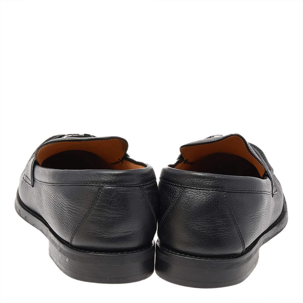 Louis Vuitton Black Leather Major Slip On Loafers 43 In Good Condition In Dubai, Al Qouz 2
