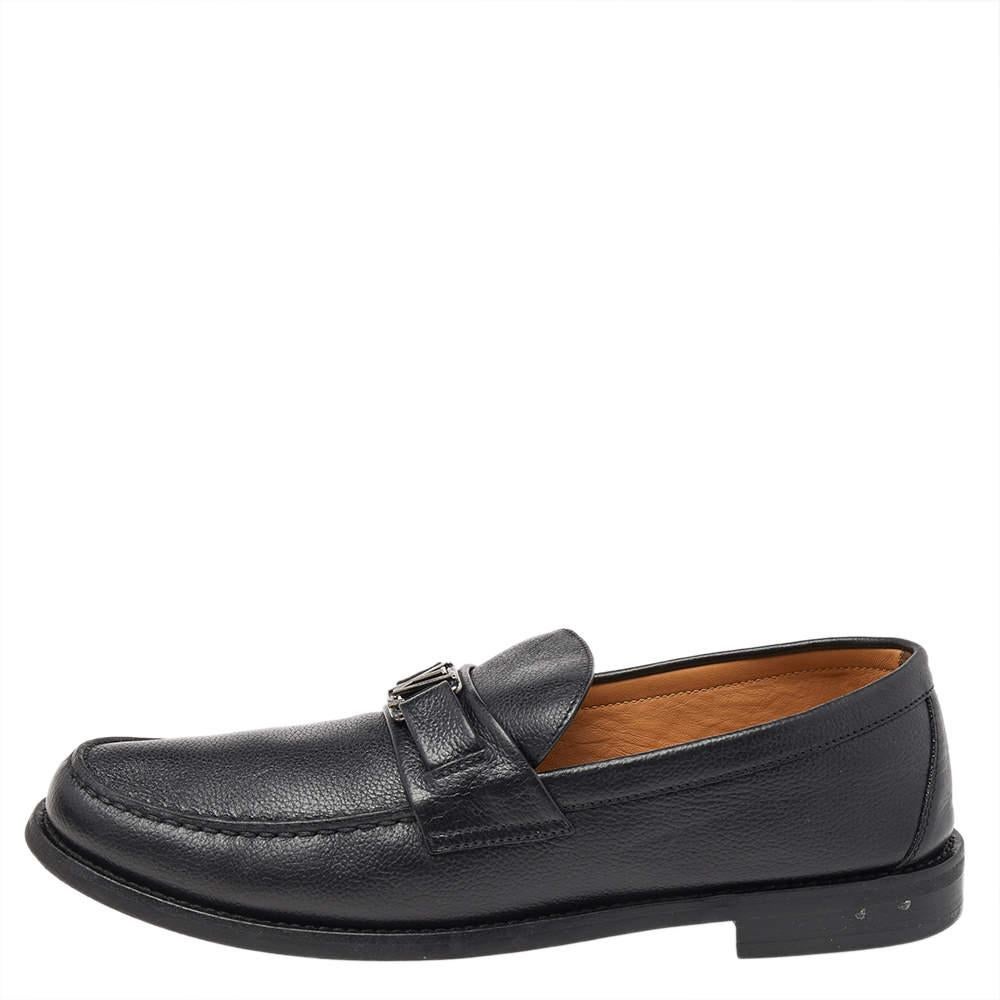 Louis Vuitton Black Leather Major Slip On Loafers 43 2