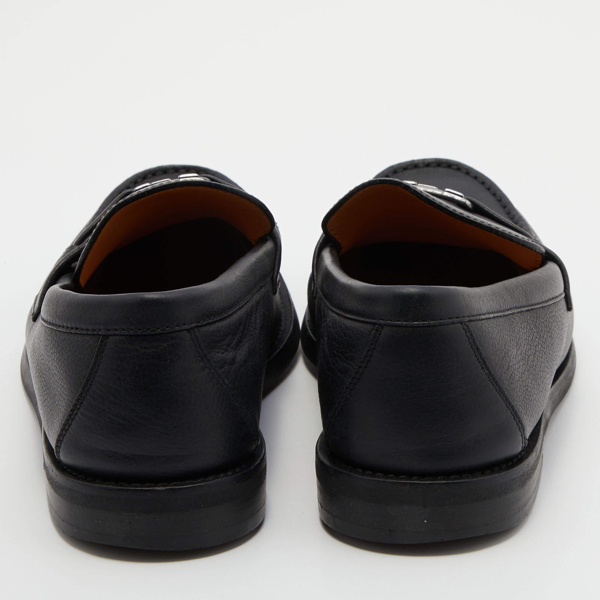 Louis Vuitton Black Leather Major Slip On Loafers Size 40 In Good Condition In Dubai, Al Qouz 2