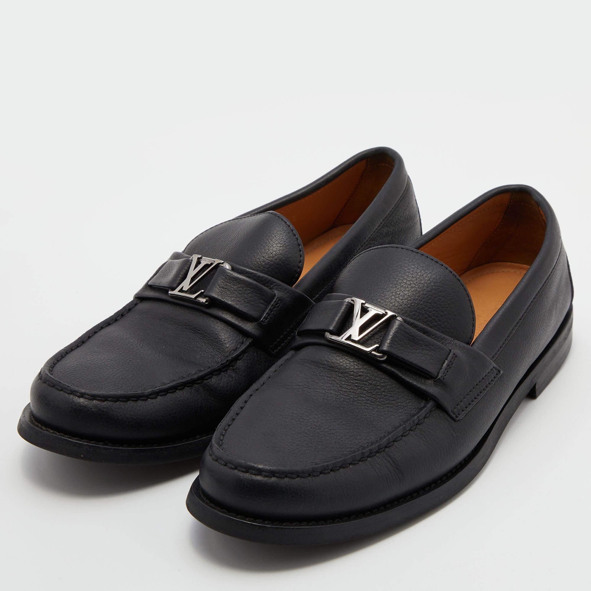 Men's Louis Vuitton Black Leather Major Slip On Loafers Size 40