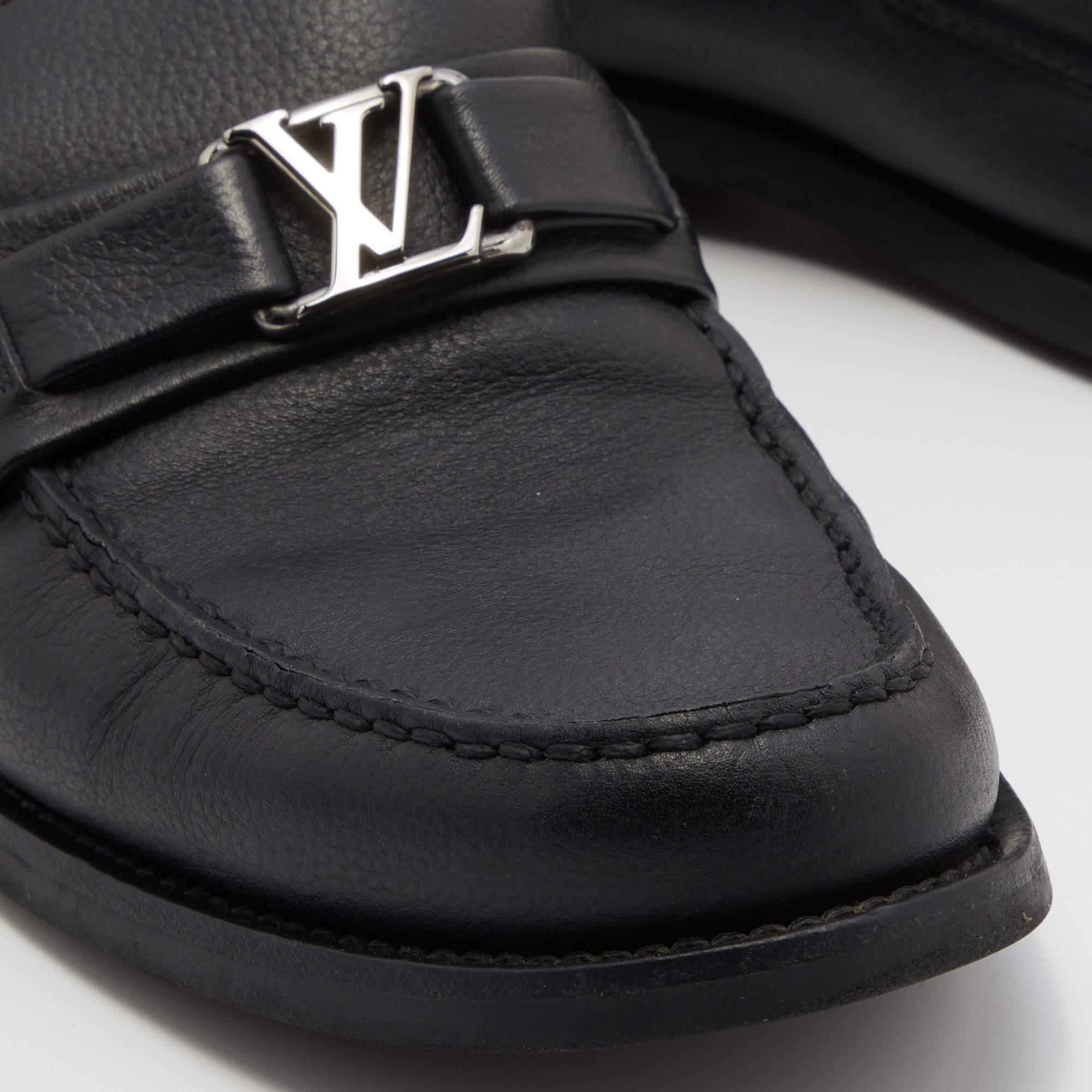 Louis Vuitton Black Leather Major Slip On Loafers Size 40 3