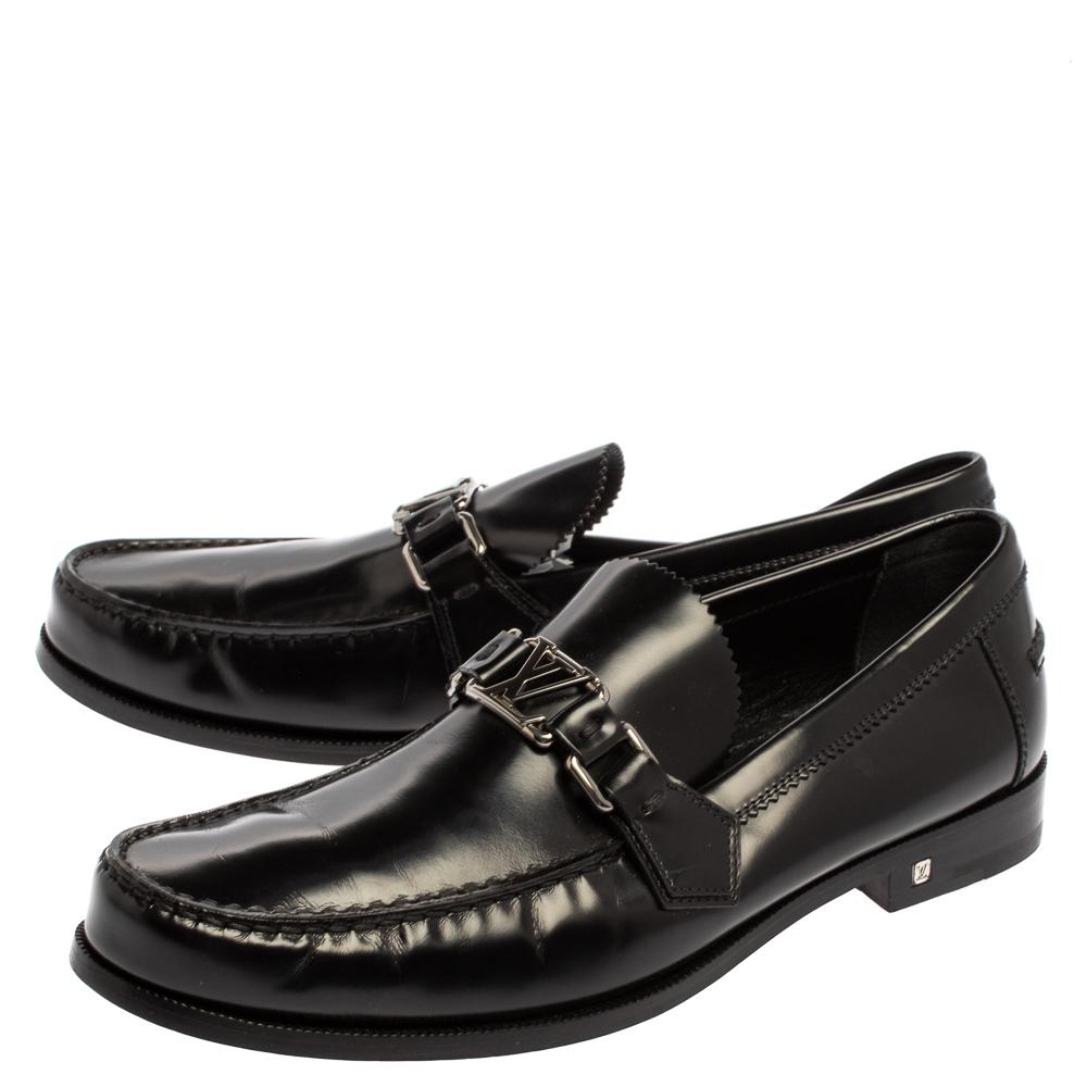 Women's Louis Vuitton Black Leather Major Slip On Loafers Size 41.5