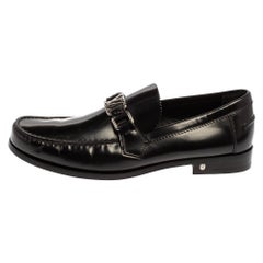 Louis Vuitton Black Leather Major Slip On Loafers Size 41.5