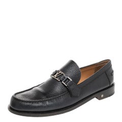 Louis Vuitton Black Leather Major Slip On Loafers Size 43.5