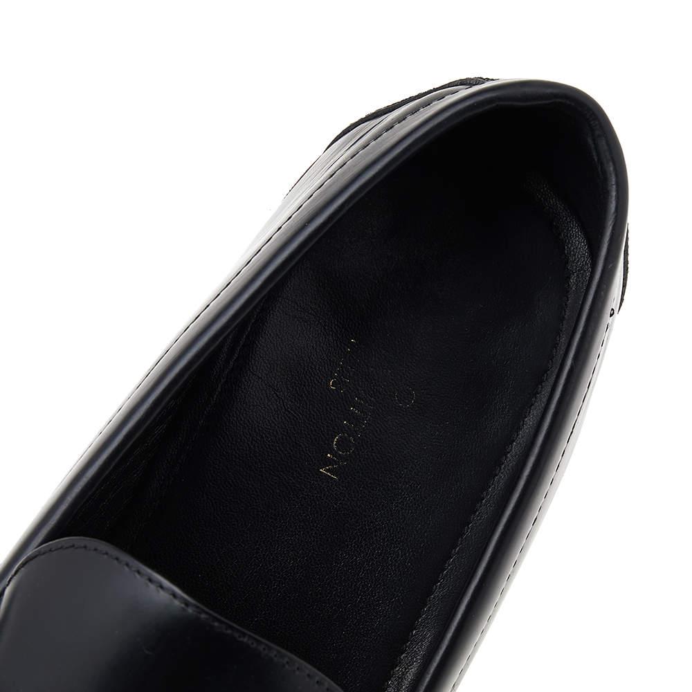 Louis Vuitton Black Leather Major Slip On Loafers Size 44 For Sale 1