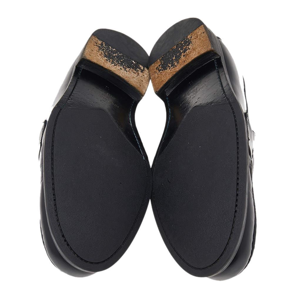 Louis Vuitton Black Leather Major Slip On Loafers Size 44 For Sale 3