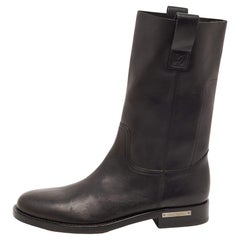 Louis Vuitton Black Leather Mid Calf Boots Size 42
