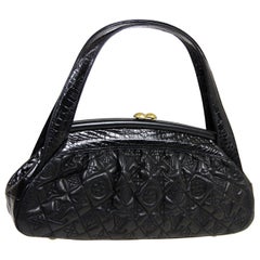 Louis Vuitton Black Leather Monogram Alligator Exotic Top Handle Satchel Bag