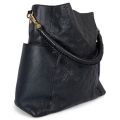 LOUIS VUITTON black leather Monogram Empreinte BAGATELL Hobo Bag