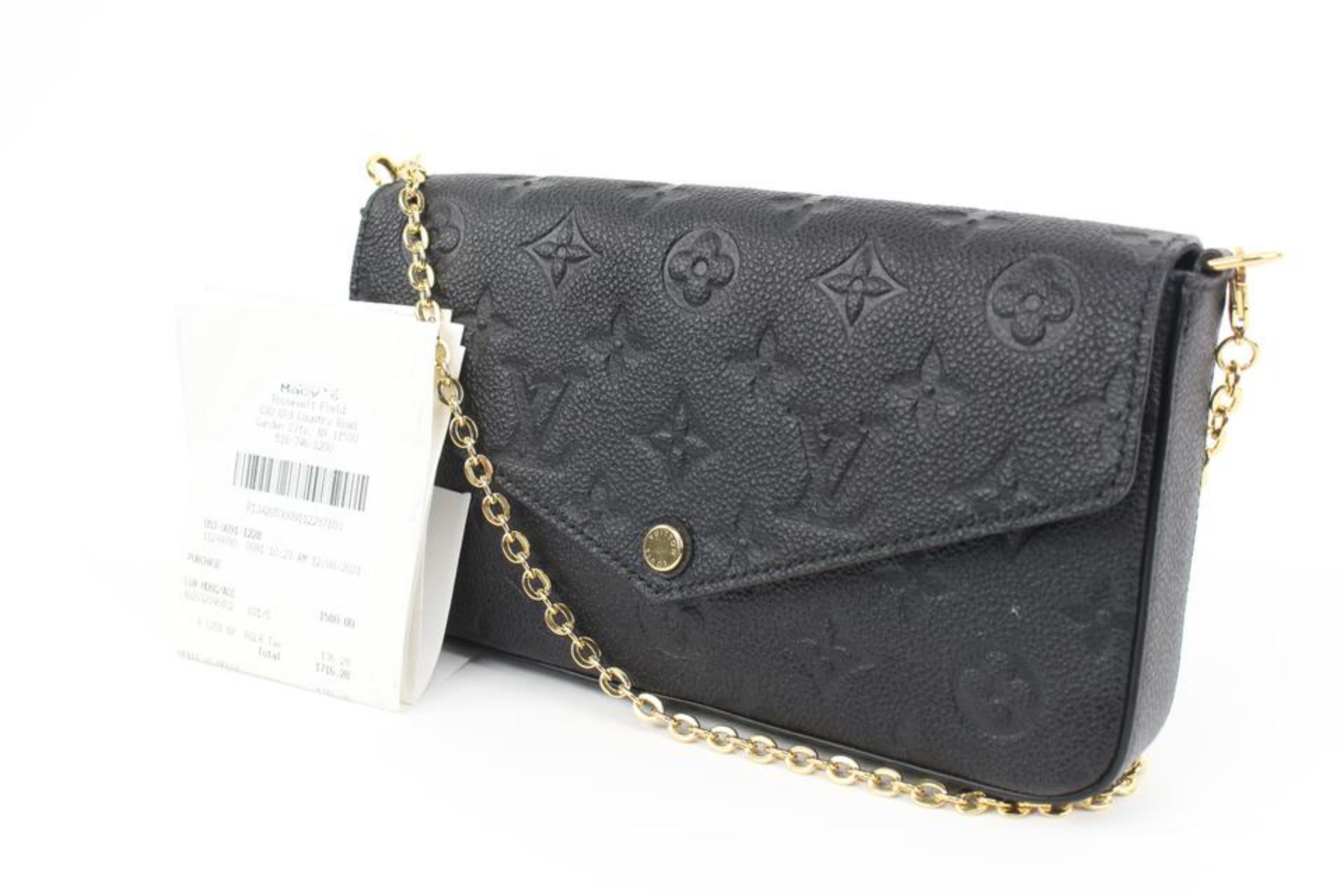 Louis Vuitton Black Leather Monogram Empreinte Pochette Felicie Crossbody  60lk322s
Date Code/Serial Number: RFID Chip
Made In: Italy
Measurements: Length:  8.5