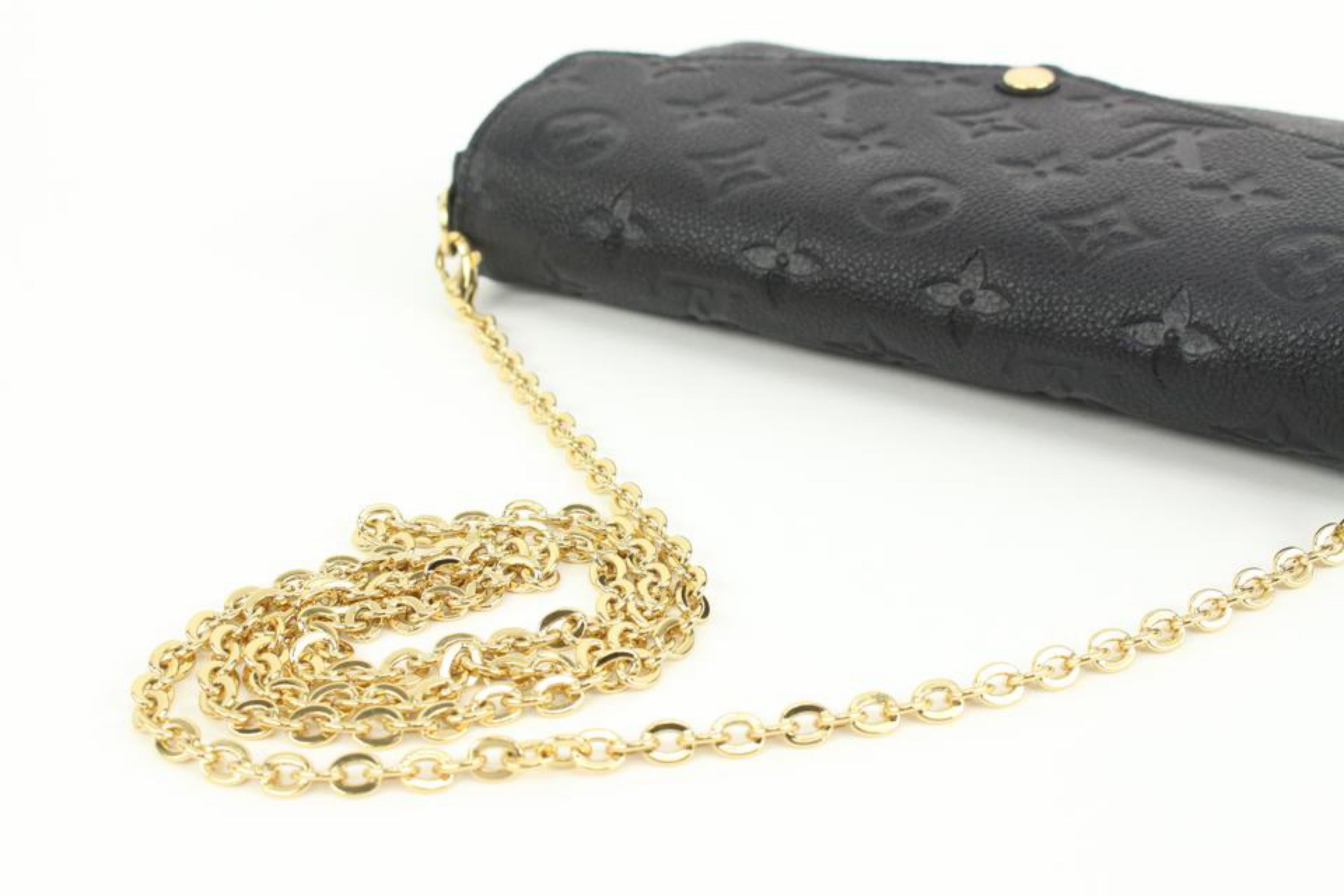 Women's Louis Vuitton Black Leather Monogram Empreinte Pochette Felicie Crossbody