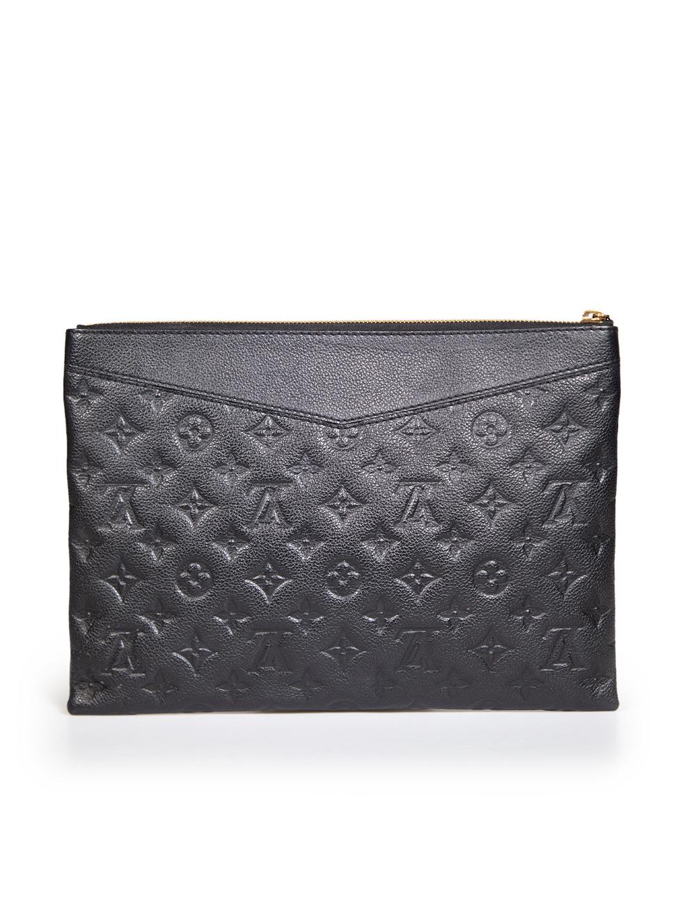 Louis Vuitton Black Leather Monogram Pouch In Good Condition In London, GB