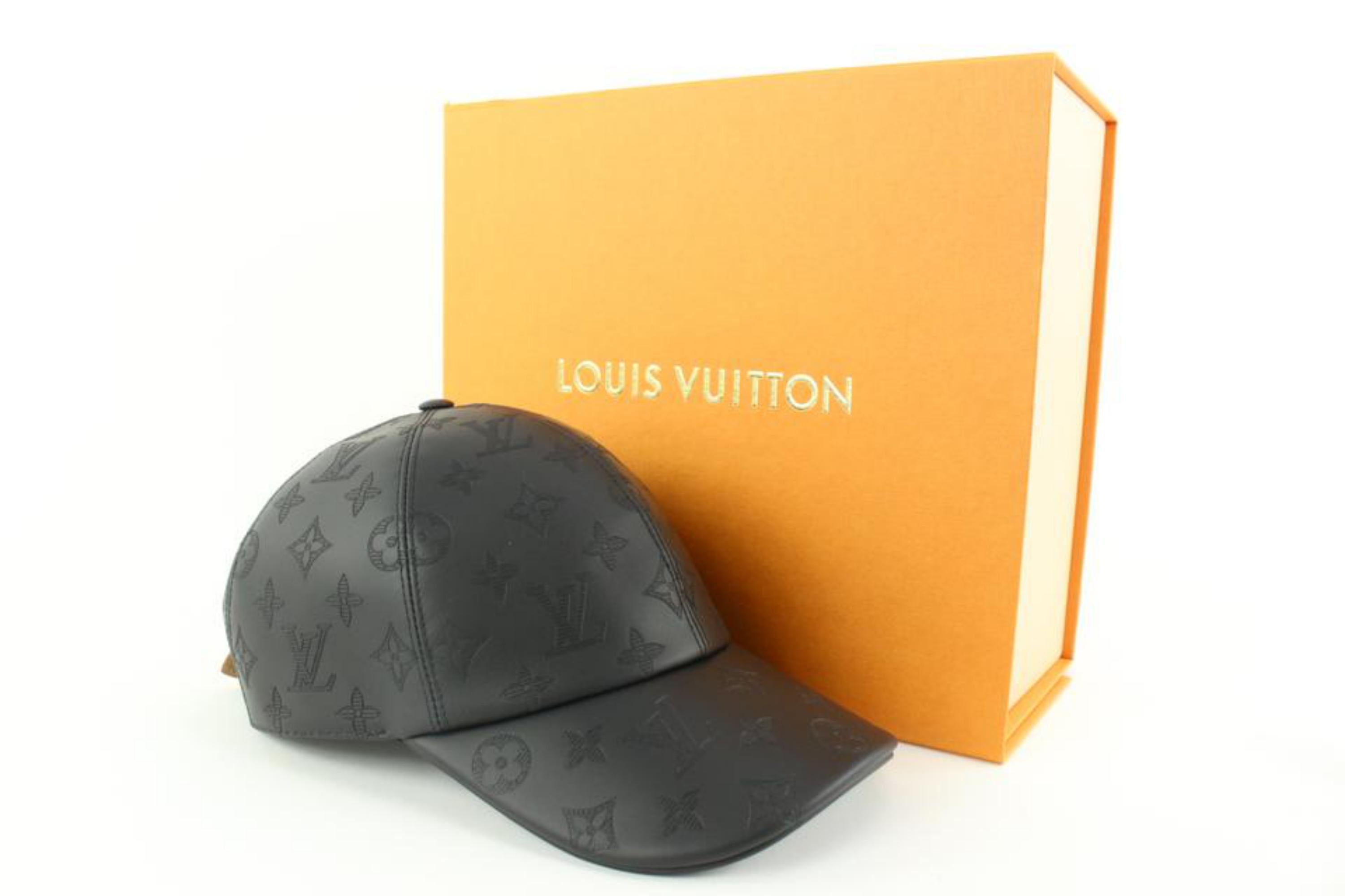 Louis Vuitton Black Leather Monogram Shadow Baseball Cap Hat 1231lv10 6