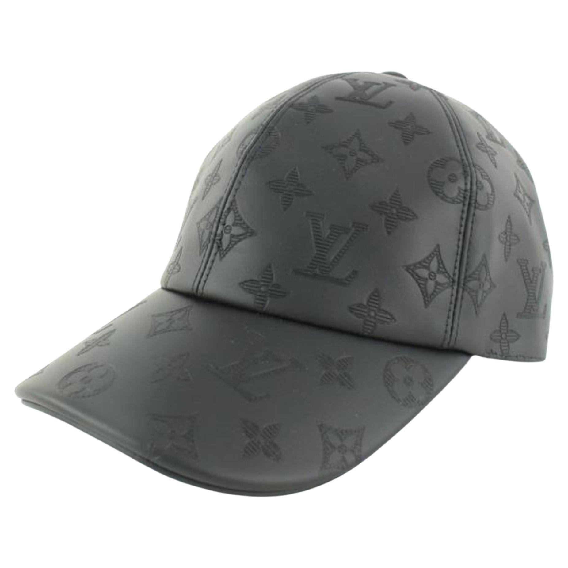 Louis Vuitton Black Denim Monogram LV Initials Metal Baseball Cap