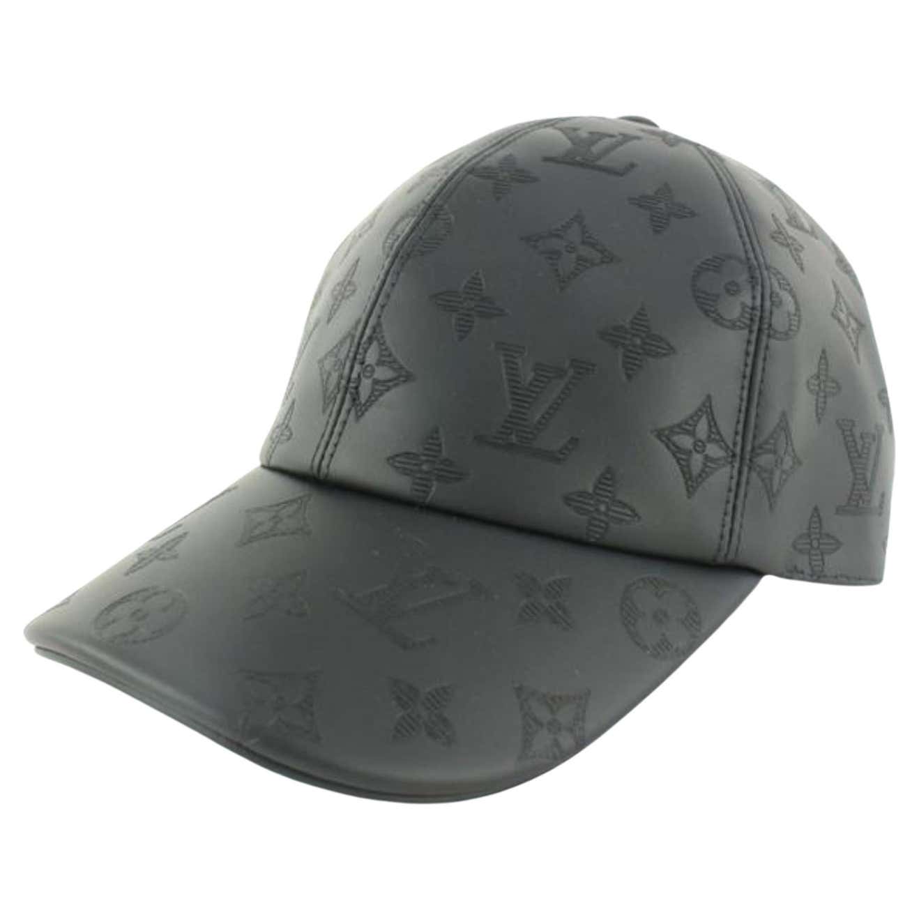 Louis Vuitton Black Leather Monogram Shadow Baseball Cap Hat 1231lv10 ...