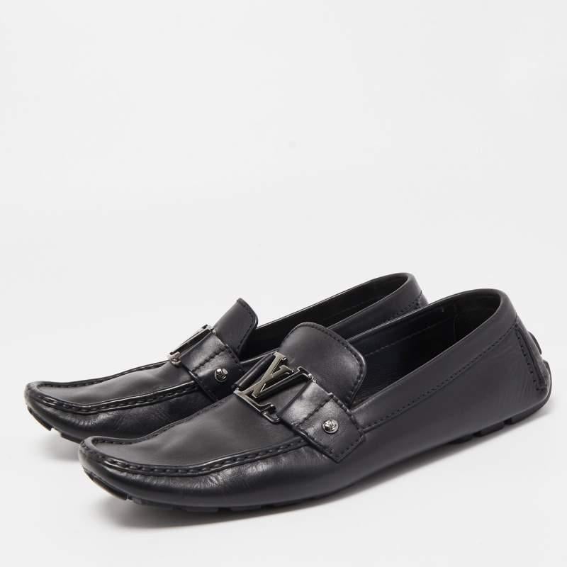 Louis Vuitton's Black Leather Monte Carlo Loafers, with premium leather craftsmanship and timeless design, offer elegance and comfort.

