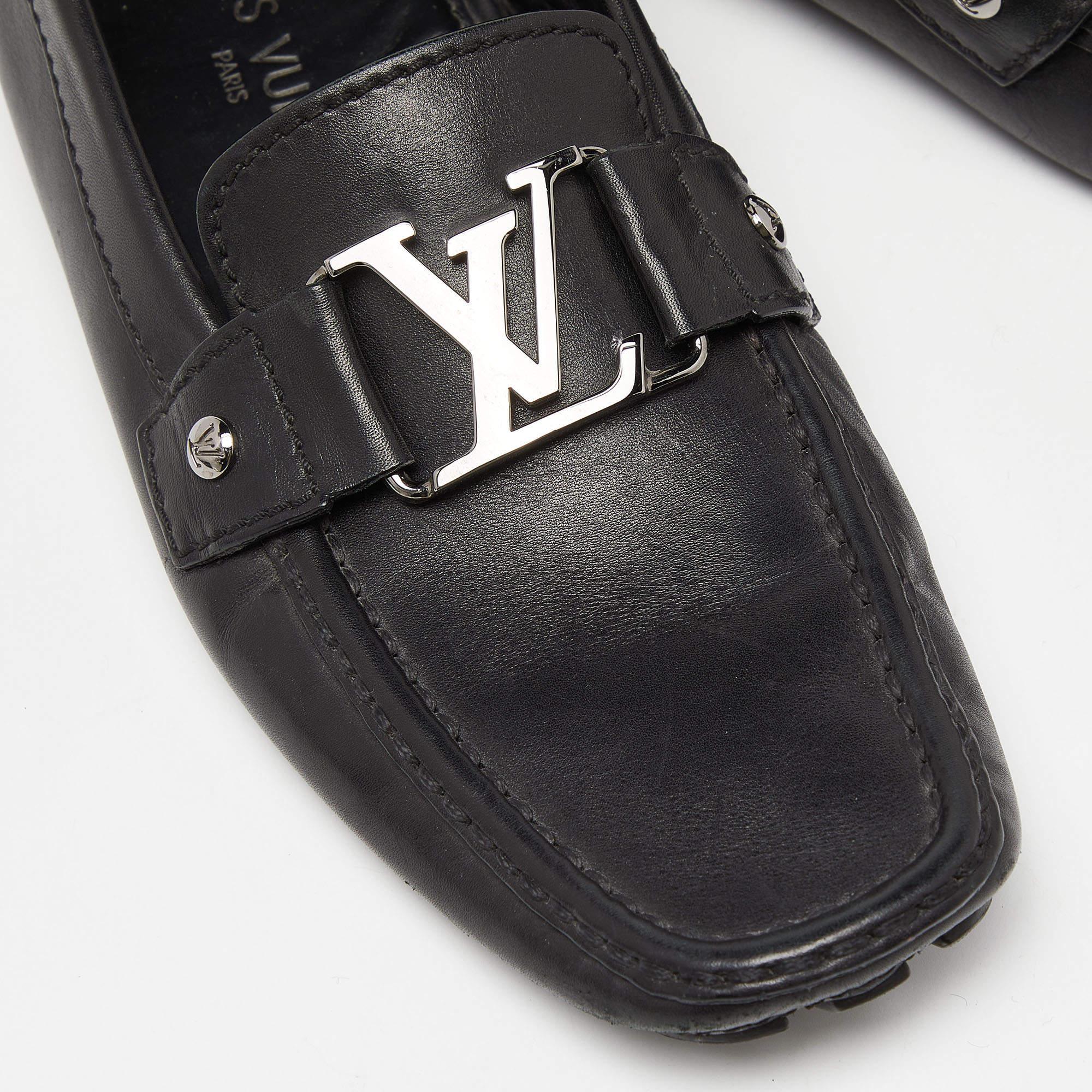 Louis Vuitton Black Leather Monte Carlo Loafers Size 40 For Sale 1